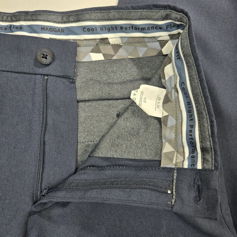 Haggar Cool Right Performance Flex Dress Pants Mens‎ Sz 29 X 32 Navy Blue Chino